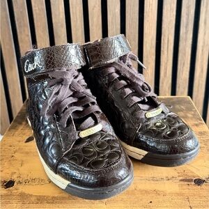 Coach Dark Brown Textured High-Tops